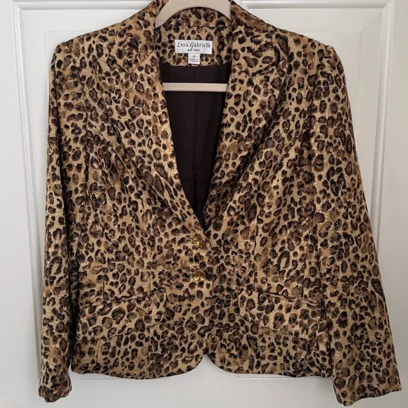Vintage 90s Lena Gabrielle Cheetah Animal Print Women's Blazer - Size 6 - Picture 11 of 13